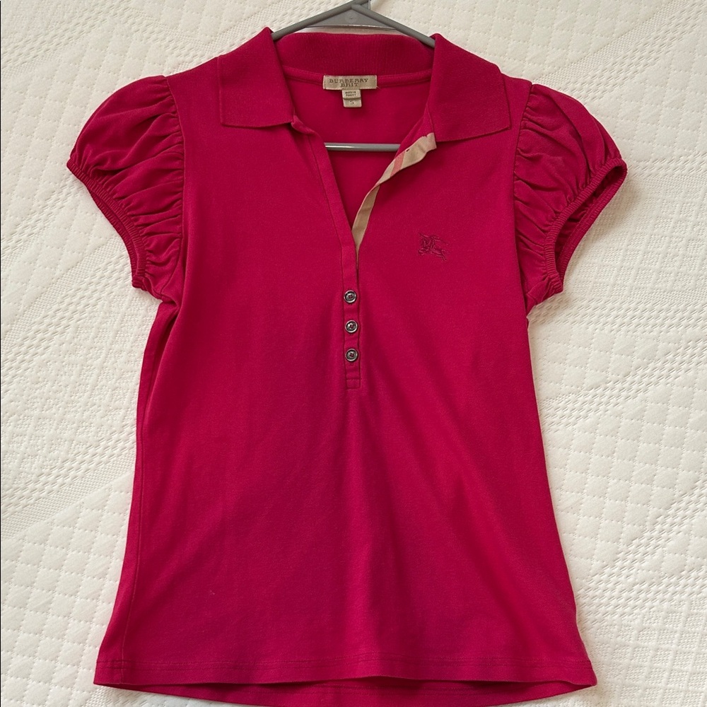 Burberry Fuchsia Button Down Polo Shirt